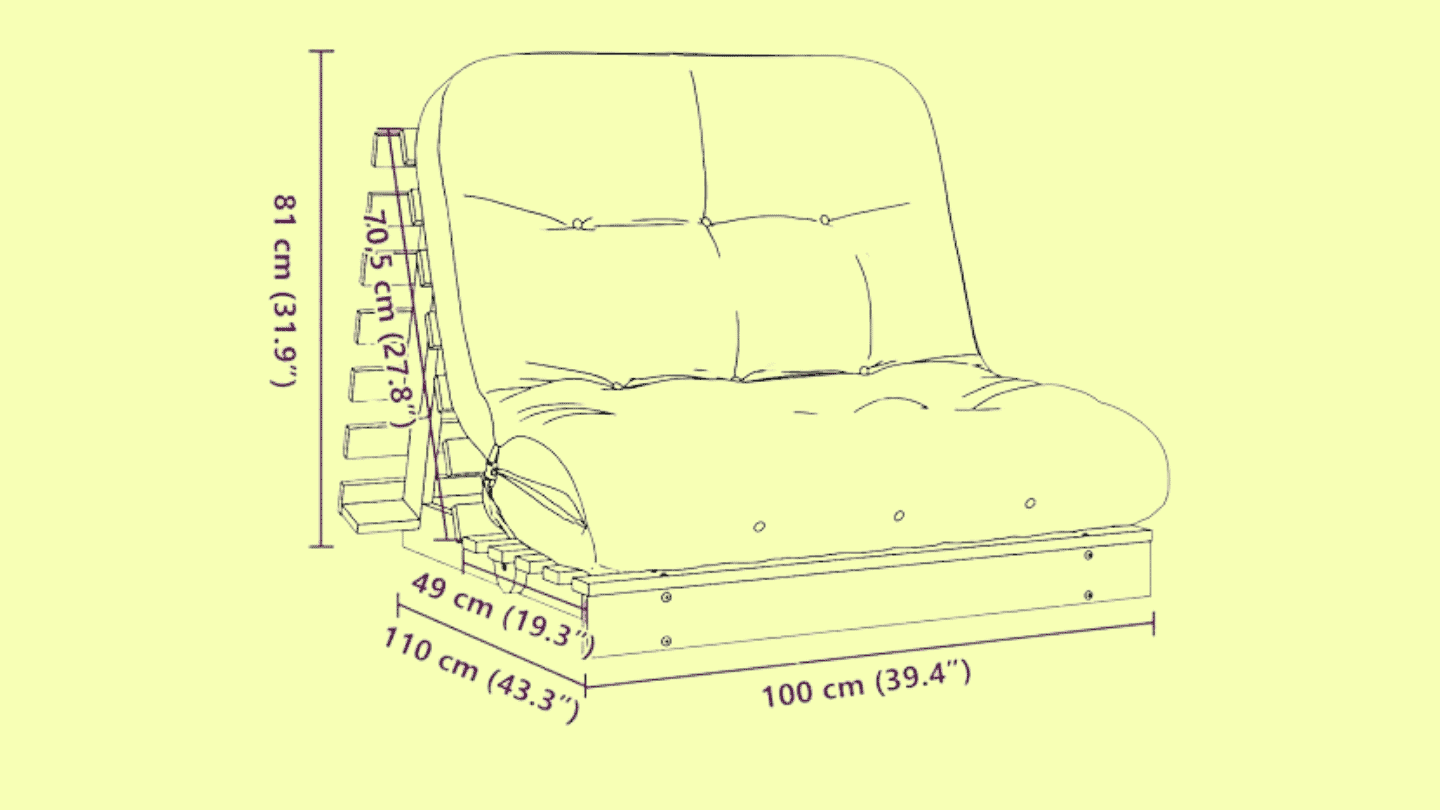 canapé-lit futon en bois massif – Image 2
