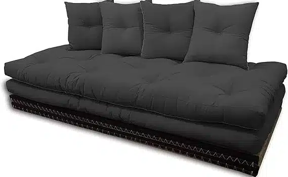 futon tatami canapé Noir 80 x 200